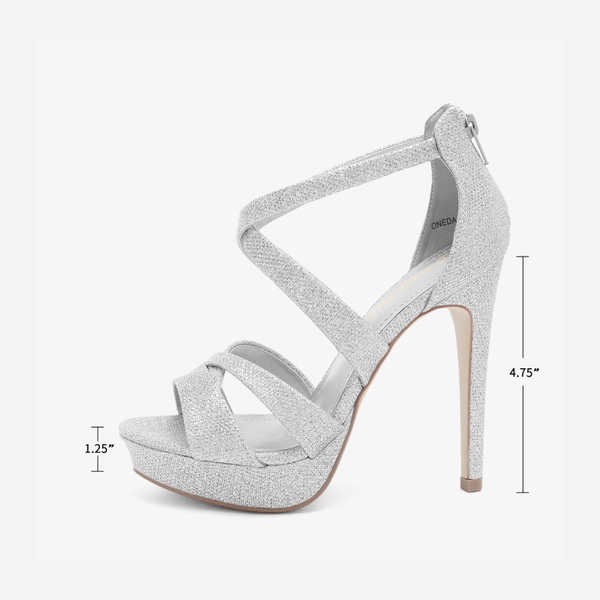 Stiletto Platform Pump Sandals - SILVER GLITTER - 1